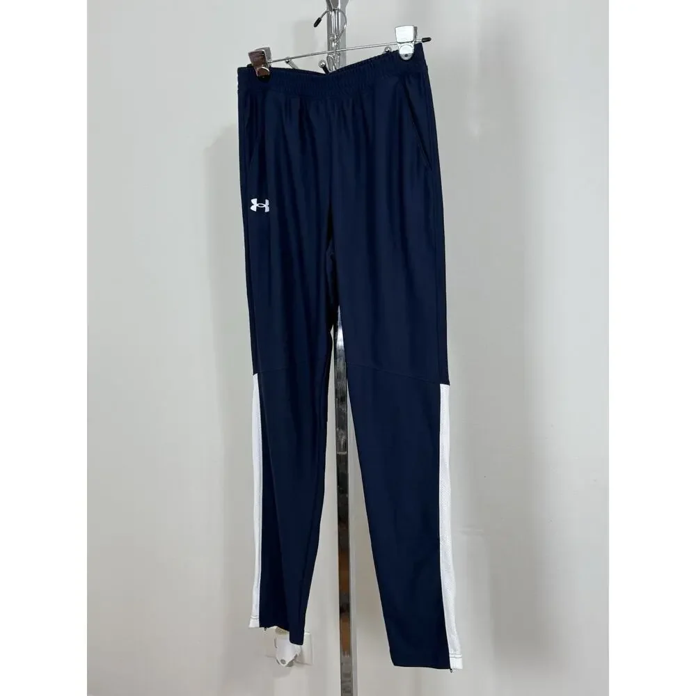 Under Armour Pants Mens Blue Fitted Tapered Athletic Track Mesh Zippers S NWT